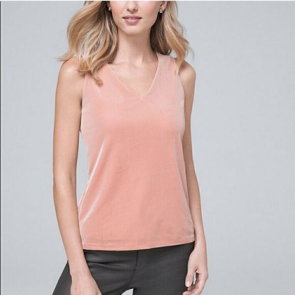 NEW‎ WITHOUT TAGS WHITE HOUSE BLACK MARKET VELVET TOP IN BLUSH - Picture 1 of 6